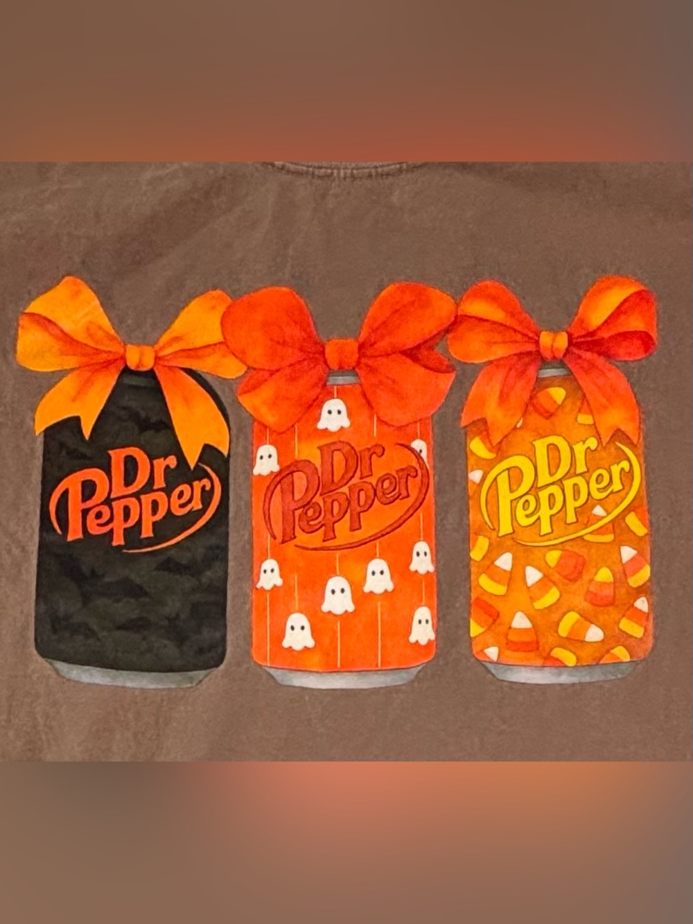 Dr Pepper fan gear Graphic Tee - Maroon heather XL & brown Halloween L - Picture 5 of 11